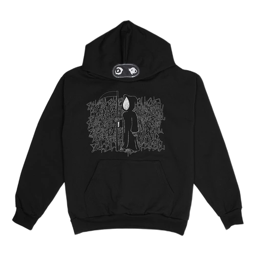 ACTUALHATE INC. - AH REAPER PULLOVER HOODIE - BLACK/WHITE